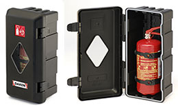 Black Front Loading Plastic Fire Extinguisher Box