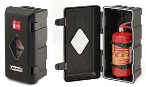 Black Plastic Fire Extinguisher Box